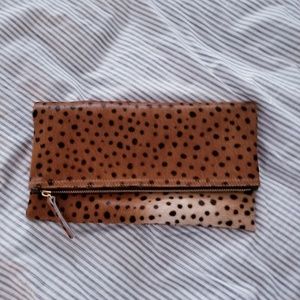 NWOT authentic leather leopard fold over clutch PRICE DRoP❤️